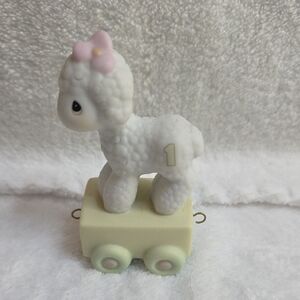 Precious Moments White Lamb Pull Toy with Pink Bow